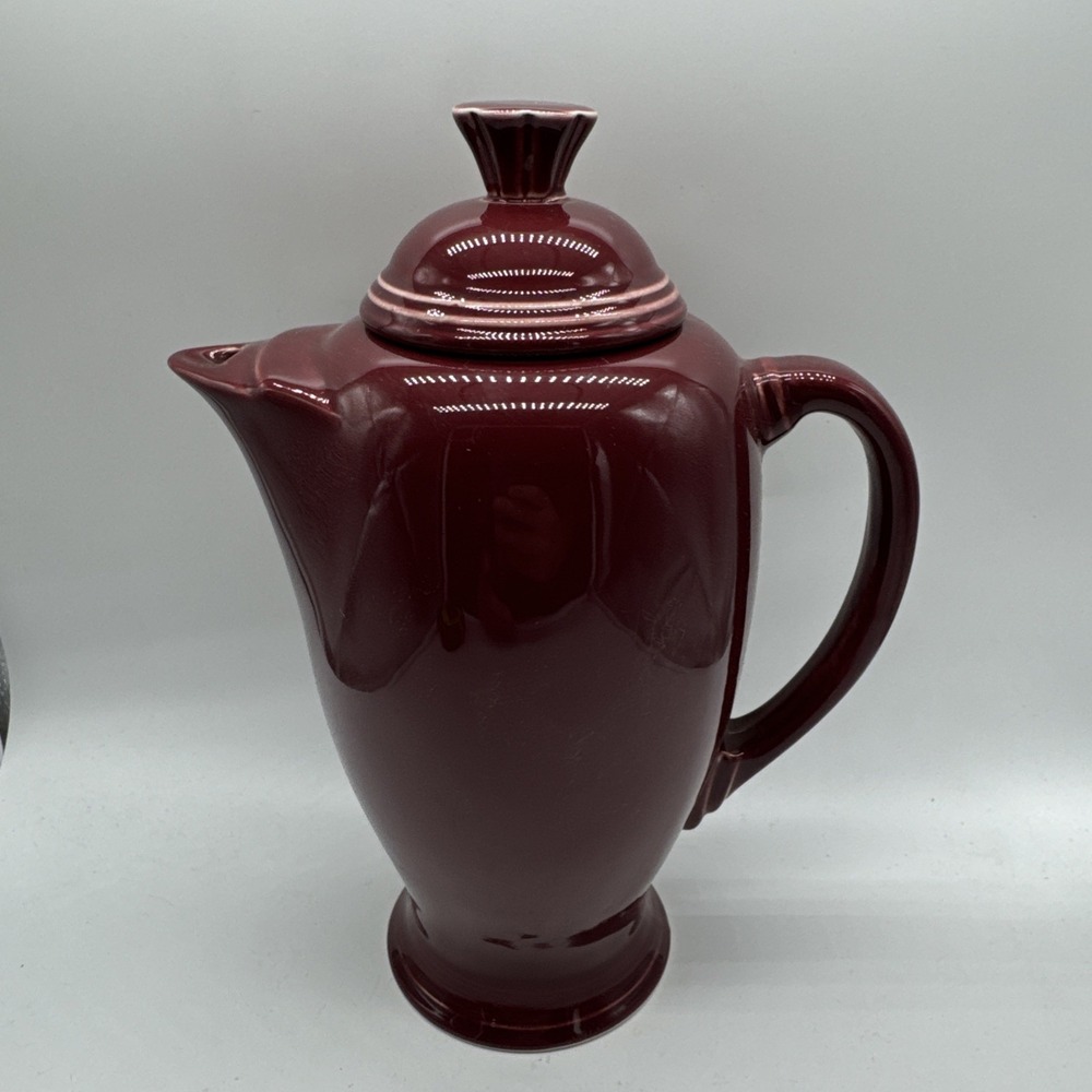 Fiesta Ware Cinnabar Coffee Pot w/ Lid, Solid Pattern, Handle